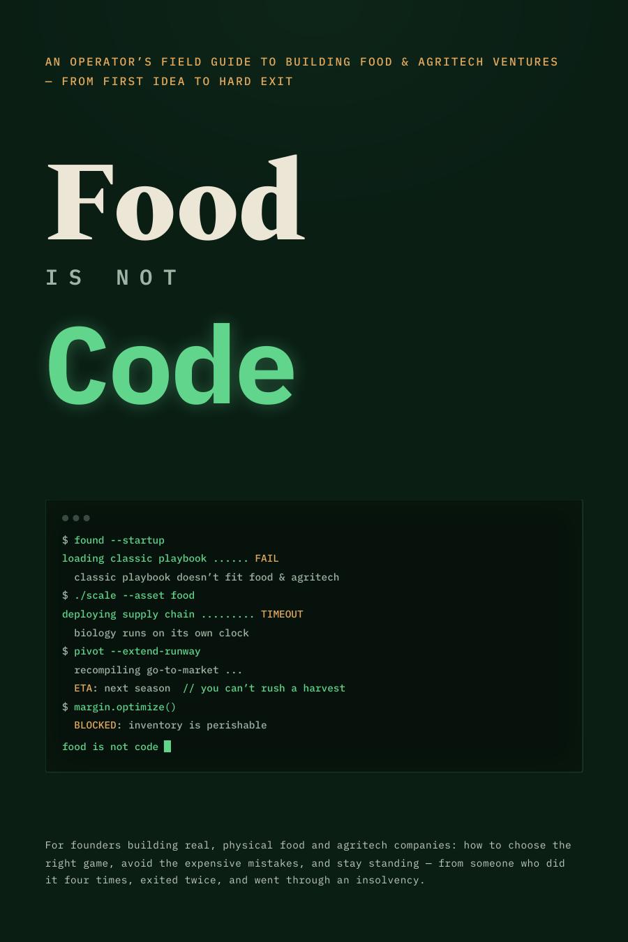 Food Is Not Code — Buchcover